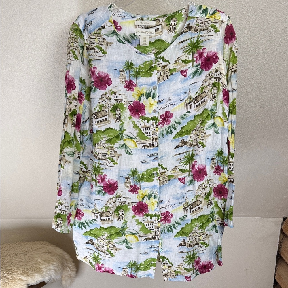 CYNTHIA ROWLEY 2-PC Amalfi Coast Dress and Tunic 100% Linen. Size 1X